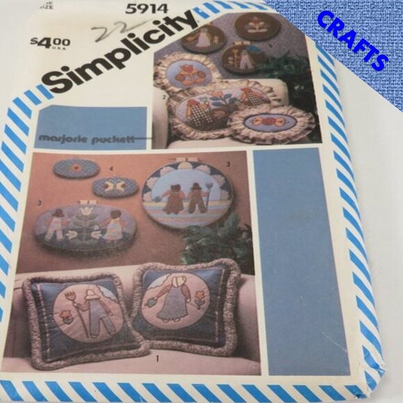 Simplicity 5914 Country style Pillow & Embroidery Hoop Wall Hanging UNCUT Sewing - Picture 1 of 8